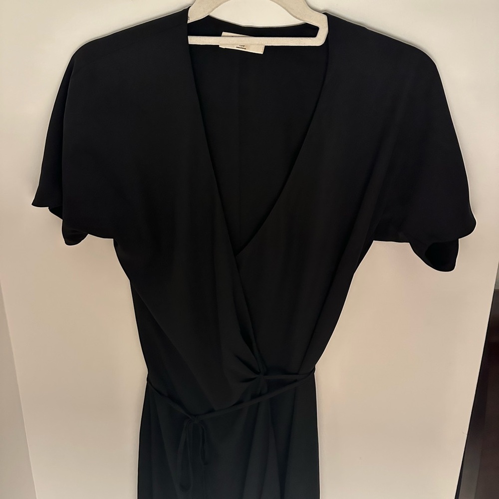 Aritzia Elegant Black Midi Wrap Dress